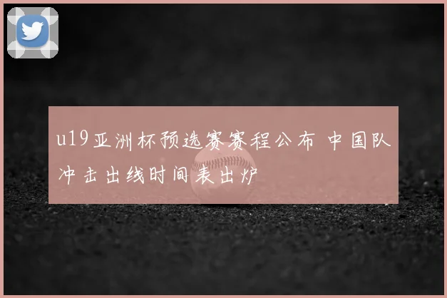 u19亚洲杯预选赛赛程公布 中国队冲击出线时间表出炉